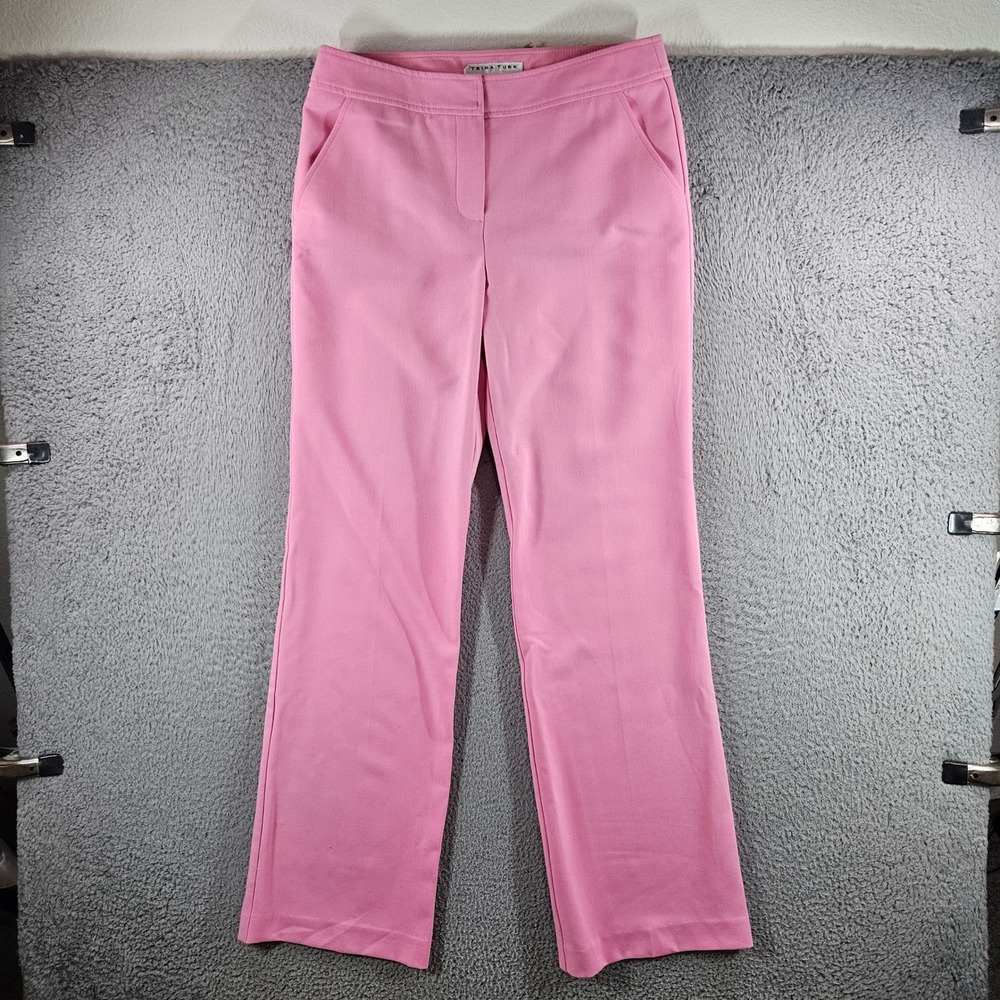 Trina Turk Womens Pink Flare Leg Dress Pants Stretch Trousers Size 8